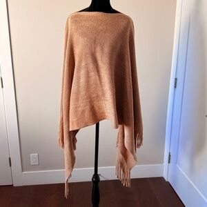 Shiraleah Chicago Tan Fringe Knit Poncho Wrap – One Size